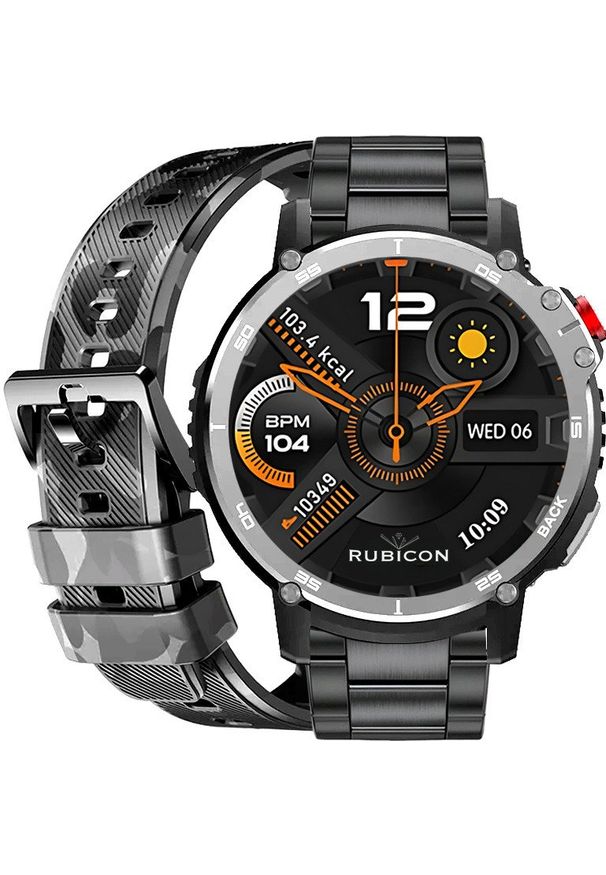 Rubicon - Zegarek męski SMARTWATCH moro militarny z bransoletą. Rodzaj zegarka: smartwatch. Styl: militarny