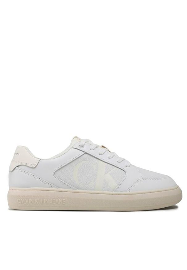 Calvin Klein Jeans Sneakersy Casual Cupsole Lth-Pu Mono YM0YM00573 Biały. Okazja: na co dzień. Kolor: biały. Materiał: skóra