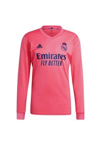Koszulka treningowa męska Adidas Real Madrid z długim rękawem. Kolor: różowy. Materiał: poliester. Długość rękawa: długi rękaw. Długość: długie #2