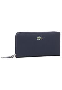 Lacoste Duży Portfel Damski L Zip Wallet NF2900PO Granatowy. Kolor: niebieski. Materiał: skóra #1