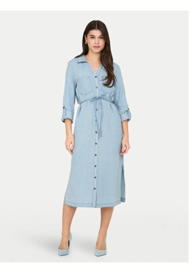 only - ONLY Sukienka koszulowa Charis 15337931 Niebieski Regular Fit. Kolor: niebieski. Materiał: lyocell. Typ sukienki: koszulowe