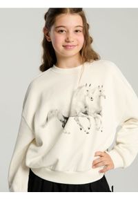 Sinsay - Bluza z motywem koni - kremowy. Kolor: kremowy