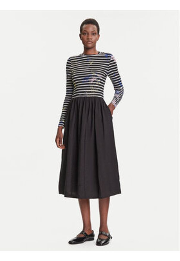 Desigual Sukienka codzienna Raya Hibrida 25WWVW15 Czarny Regular Fit. Okazja: na co dzień. Kolor: czarny. Materiał: syntetyk. Typ sukienki: proste. Styl: casual