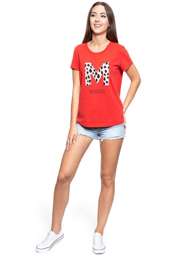 Mustang - MUSTANG T SHIRT DAMSKI Alina C Print Molten Lava 1009028 7179. Wzór: nadruk