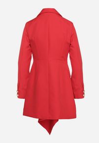 Born2be - Czerwona Taliowana Sukienka o Kroju Marynarki z Mini Trenem Besista. Kolor: czerwony. Długość rękawa: długi rękaw. Wzór: aplikacja. Styl: klasyczny, elegancki. Długość: mini #4