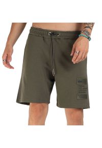 Spodenki Alpha Industries Patch Short LF 136360142 - zielone. Kolor: zielony. Materiał: tkanina, poliester, bawełna. Długość: długie. Wzór: aplikacja. Sport: fitness