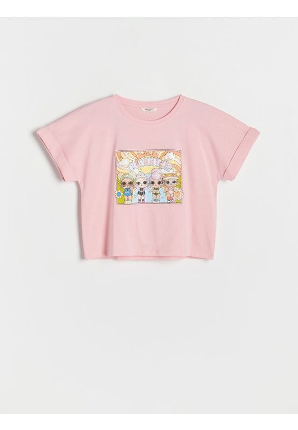 Reserved - Bawełniany t-shirt L.O.L. Surprise - różowy. Kolor: różowy. Materiał: bawełna. Długość: krótkie