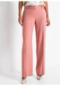 Spodnie z szerokimi nogawkami bonprix dymny brzoskwiniowy. Kolor: różowy #5