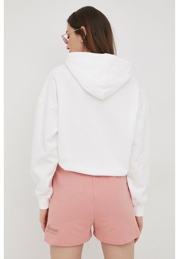 Champion bluza damska kolor biały z kapturem z aplikacją. Typ kołnierza: kaptur. Kolor: biały. Materiał: włókno. Długość rękawa: długi rękaw. Długość: długie. Wzór: aplikacja