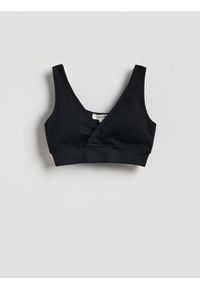 Reserved - Bezszwowy top - czarny. Kolor: czarny. Materiał: prążkowany, dzianina #1