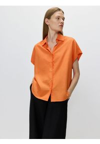 Reserved - Koszula z lnem - pomarańczowy. Kolor: pomarańczowy. Materiał: len