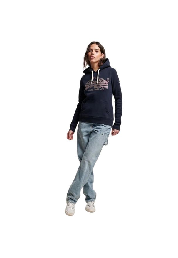 Bluza turystyczna damska Superdry Vl Boho Sparkle Hood. Typ kołnierza: kaptur. Kolor: niebieski. Materiał: poliester, bawełna