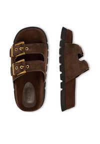 Badura Klapki EO-ALIVIA-LT2525-1 Brązowy ciemny. Kolor: brązowy. Materiał: skóra, zamsz #3