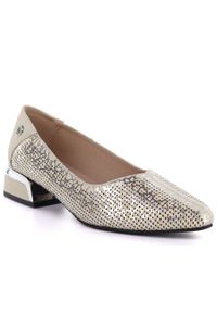 Skórzane półbuty damskie ażurowe beżowe Vinceza 99201. Kolor: beżowy. Materiał: skóra. Szerokość cholewki: normalna. Wzór: ażurowy. Styl: elegancki #1