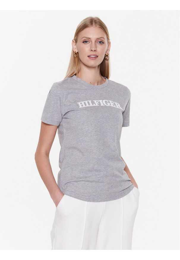 TOMMY HILFIGER - Tommy Hilfiger T-Shirt Tonal WW0WW37562 Szary Regular Fit. Kolor: szary. Materiał: bawełna