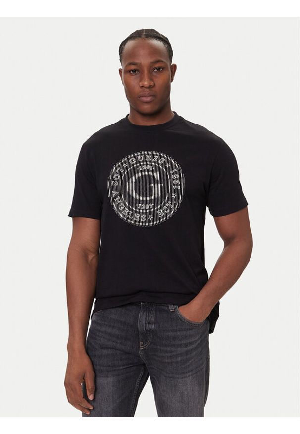 Guess T-Shirt M5BI15 K8FQ4 Czarny Regular Fit. Kolor: czarny. Materiał: bawełna