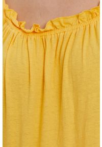 Superdry Sukienka kolor żółty midi prosta. Kolor: żółty. Materiał: dzianina. Długość rękawa: na ramiączkach. Wzór: gładki. Typ sukienki: proste. Długość: midi #3