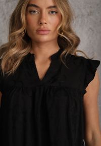 Renee - Czarna Haftowana Bluzka z Bawełny Zdobiona Falbankami Bolidia. Typ kołnierza: kołnierz z falbankami. Kolor: czarny. Materiał: bawełna. Wzór: haft, aplikacja. Styl: boho #7