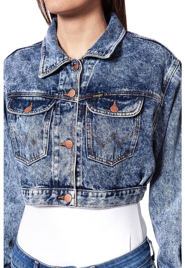 Wrangler - DAMSKA KURTKA JEANSOWA WRANGLER CROPPED JACKET RISKY BUSINESS W421GF25G 112128804. Okazja: na co dzień. Materiał: jeans. Styl: casual