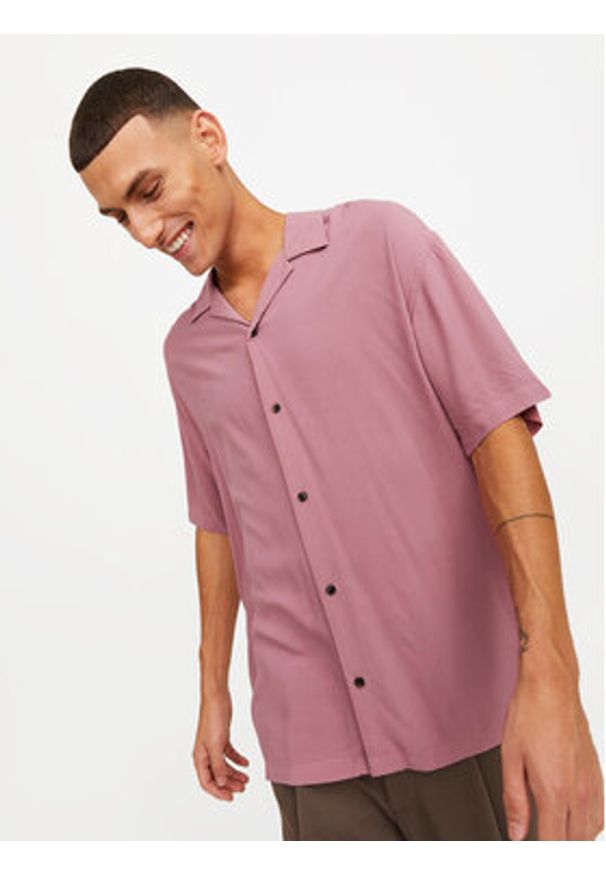 Jack & Jones Koszula Jeff 12248386 Różowy Relaxed Fit. Kolor: różowy. Materiał: wiskoza