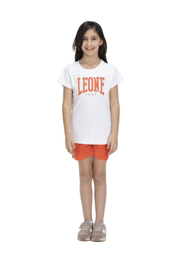 LEONE 1947 APPAREL - Kolorowy t-shirt dziewczęcy z froty. Kolor: biały. Wzór: kolorowy. Sport: joga i pilates
