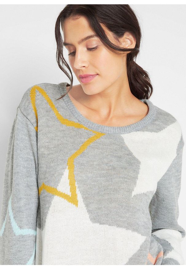 bonprix - Sweter w gwiazdy. Kolor: szary