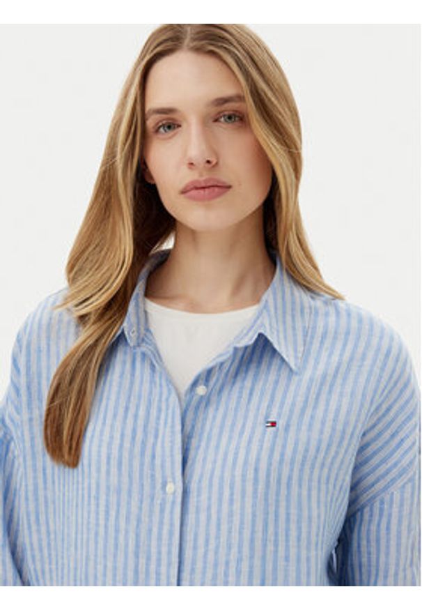 TOMMY HILFIGER - Tommy Hilfiger Koszula WW0WW46169 Niebieski Loose Fit. Kolor: niebieski. Materiał: len