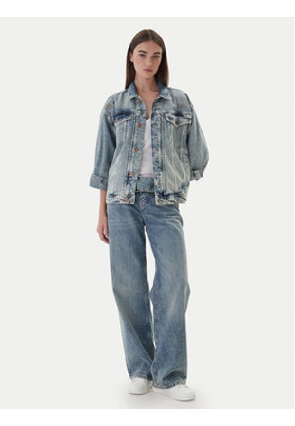 Mustang Kurtka jeansowa Arcata 1016944 Niebieski Loose Fit. Kolor: niebieski. Materiał: bawełna