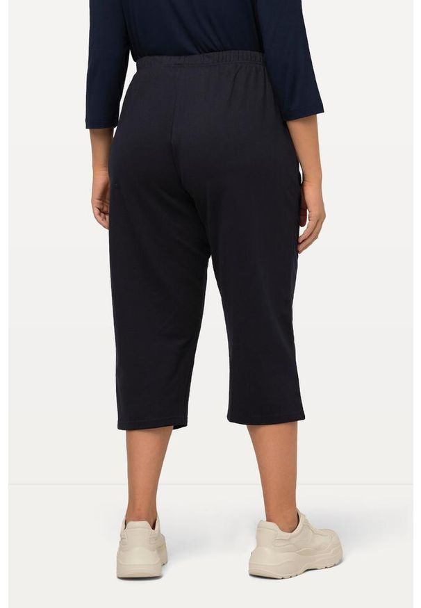 ULLA POPKEN - Damskie Spodnie dresowe 7/8 prosta nogawka elastyczny ściągacz. Kolekcja: plus size. Kolor: niebieski. Materiał: materiał, bawełna