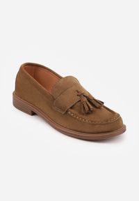 Born2be - Ciemnobeżowe Mokasyny VICES ze Skórzaną Wkładką i Frędzlami Leuconisse. Okazja: na co dzień. Kolor: beżowy. Materiał: skóra. Wzór: aplikacja. Styl: casual, elegancki #2