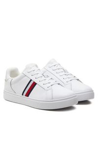 TOMMY HILFIGER - Tommy Hilfiger Sneakersy Essential Court Sneaker Stripes FW0FW08001 Biały. Kolor: biały