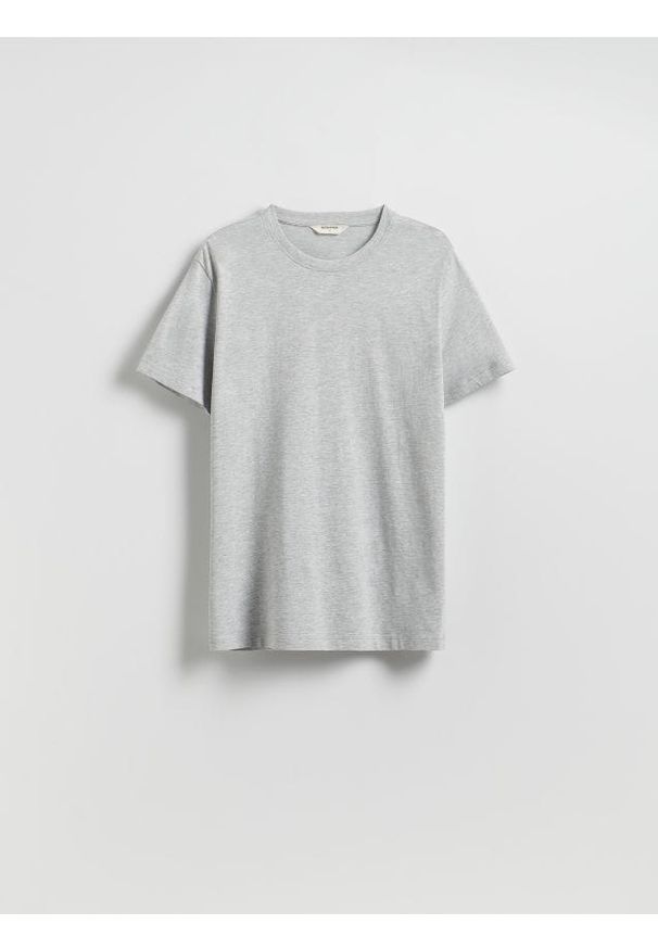 Reserved - Bawełniany t-shirt regular - jasnoszary. Kolor: szary. Materiał: bawełna