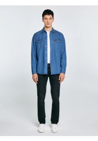 Big-Star - Koszula męska jeansowa niebieska Western 121. Okazja: na co dzień. Kolor: niebieski. Materiał: jeans. Wzór: melanż. Styl: casual #3