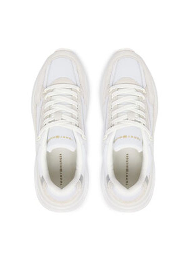 TOMMY HILFIGER - Tommy Hilfiger Sneakersy Th Sporty Chic Runner FW0FW09187 Biały. Kolor: biały. Materiał: zamsz, skóra