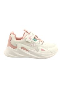 Modne Buty Sportowe American Club AA22/22 białe różowe. Kolor: różowy, biały, wielokolorowy. Materiał: materiał