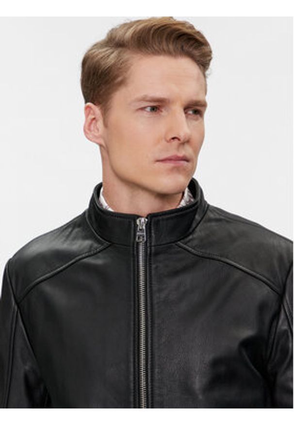 Hugo Kurtka skórzana Lokis2 50513322 Czarny Slim Fit. Kolor: czarny. Materiał: skóra