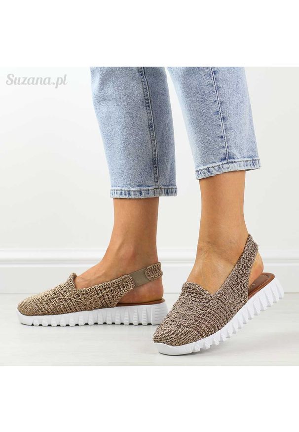 Plecione sandały, buty damskie T.Sokolski 806 Nut. Materiał: tkanina