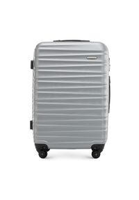 Wittchen - Średnia walizka z ABS-u z żebrowaniem szara. Kolor: szary. Materiał: guma