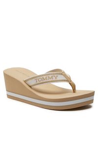 TOMMY HILFIGER - Tommy Hilfiger Japonki Hilfiger Wedge Beach Sandal FW0FW07903 Brązowy. Kolor: brązowy