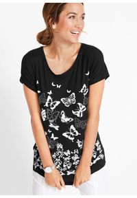 bonprix - T-shirt z nadrukiem. Kolor: czarny. Wzór: nadruk