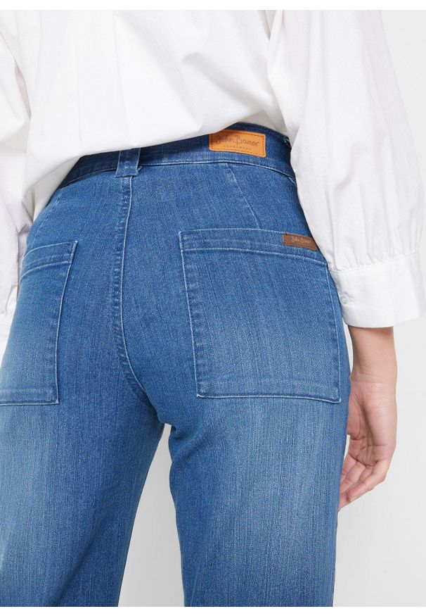 bonprix - Dżinsy ze stretchem z wysokim stanem, straight. Stan: podwyższony. Kolor: niebieski