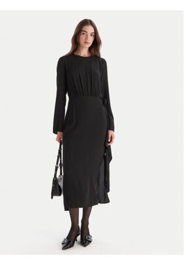 Hugo - HUGO Sukienka codzienna Kadele-1 50547704 Czarny Regular Fit. Okazja: na co dzień. Kolor: czarny. Materiał: wiskoza. Typ sukienki: proste. Styl: casual