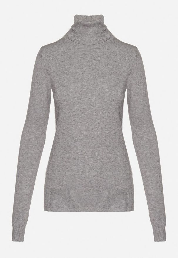 Born2be - Szary Golf Sweter z Wiskozą i Kaszmirem Zailaya. Okazja: na co dzień. Typ kołnierza: golf. Kolor: szary. Materiał: wiskoza, kaszmir. Styl: casual