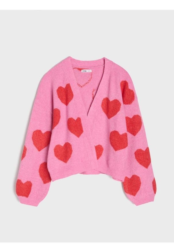 Sinsay - Sweter ze wzorem w serca - różowy. Kolor: różowy