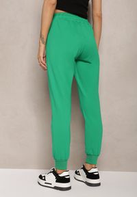 Renee - Zielone Dresowe Spodnie Bawełniane Joggery z Kieszeniami na Suwaki Bieitta. Kolor: zielony. Materiał: bawełna, dresówka #3