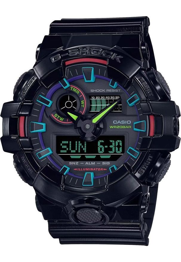 Zegarek Casio Marki model GA-700RGB kolor czarny Akcesoria męski Sezon cały rok NoSize. Kolor: czarny