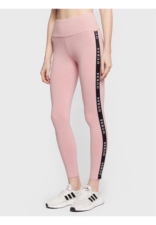 Guess Legginsy Aline V2YB14 KABR0 Różowy Slim Fit. Kolor: różowy. Materiał: bawełna, syntetyk