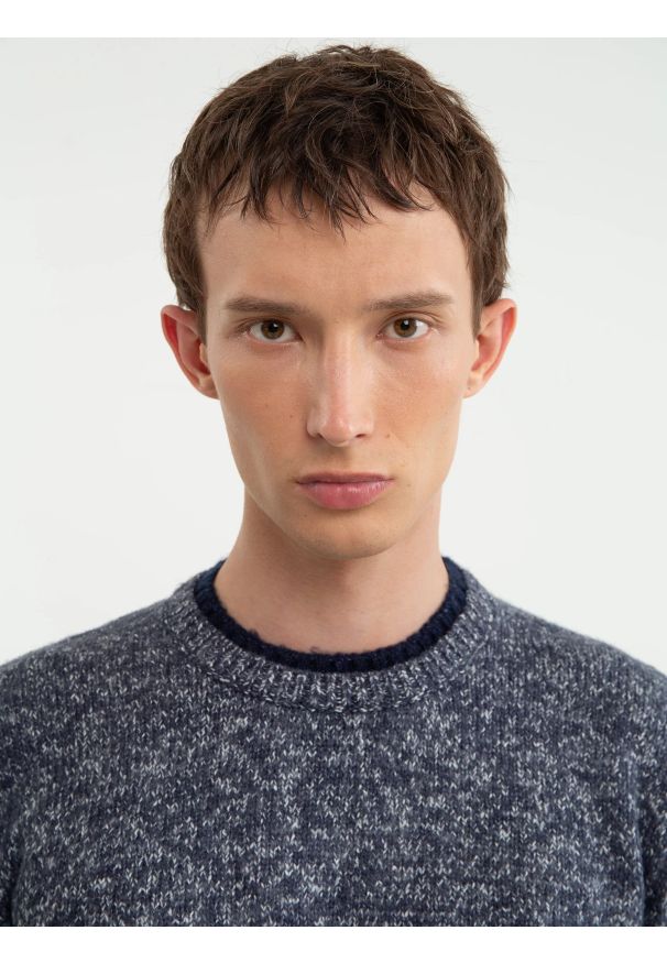 Big-Star - Sweter męskie z kontrastowymi ściągaczami granatowy Softon 403. Kolor: niebieski. Materiał: jeans, materiał. Styl: elegancki