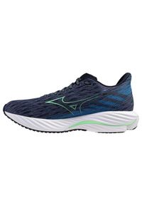 Mizuno - Buty do biegania męskie, Wave Rider 28. Zapięcie: sznurówki. Kolor: niebieski. Materiał: materiał, syntetyk, tkanina. Szerokość cholewki: normalna. Model: Mizuno Wave