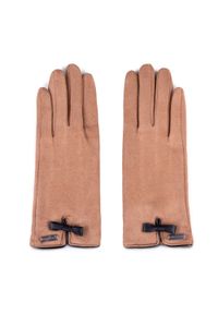 Wittchen - Damskie rękawiczki z kokardką. Kolor: brązowy. Materiał: poliester. Sezon: wiosna, jesień. Styl: casual, elegancki